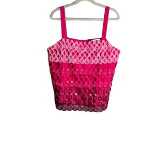 Moshita Couture Dark Pink Wide Strap Beaded Camisole Size 16